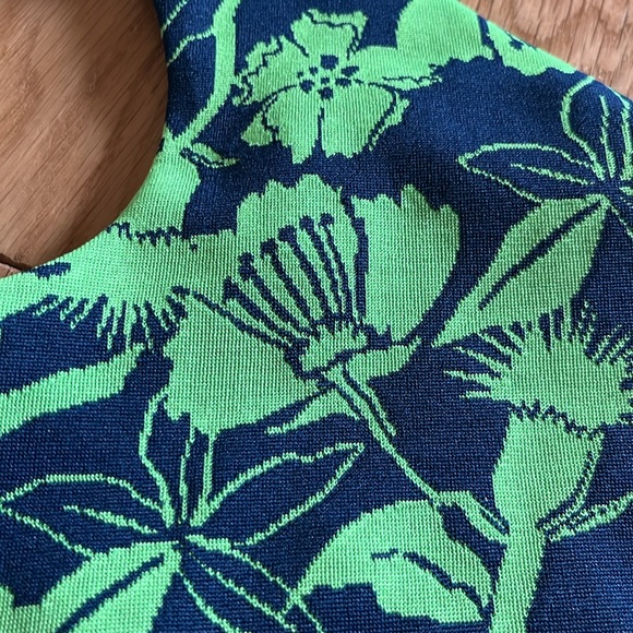 ZARA Jacquard top with asymmetric neckline and strap Blue Green Crop Top Medium - Picture 15 of 16